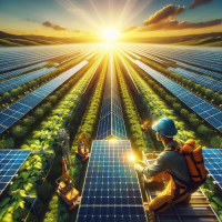 create about us image for solar company very realistic no faces on image